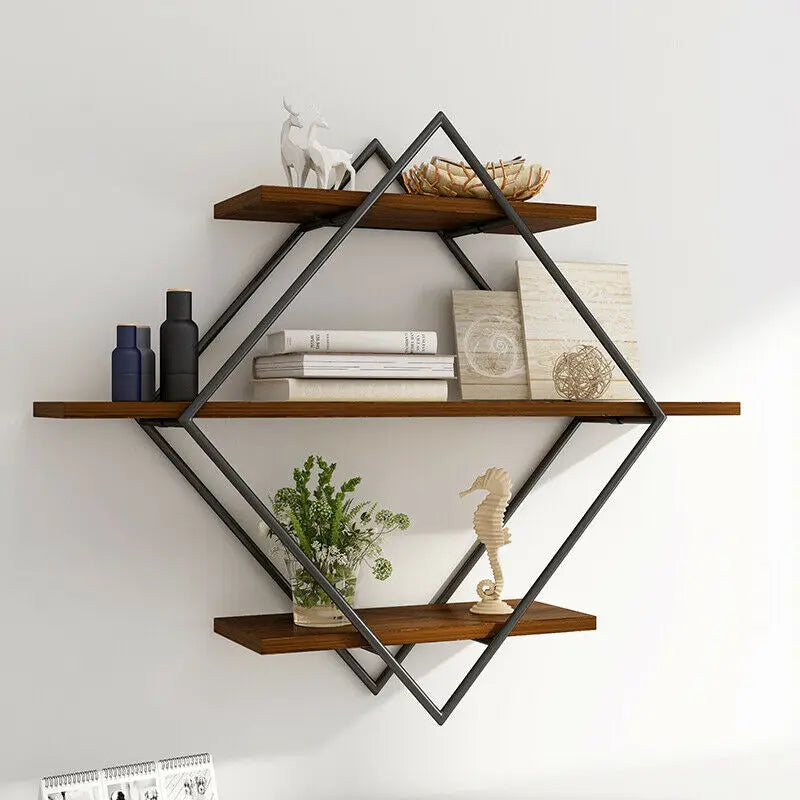3 Tier Wood Floating Shelf, Wall Mounted Unit