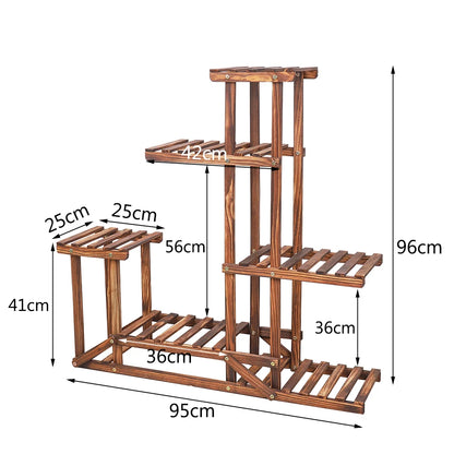 6 Tiered Wooden Plant Flower Stand, Indoor Outdoor....