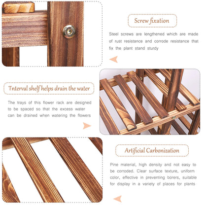 6 Tiered Wooden Plant Flower Stand, Indoor Outdoor....
