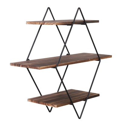 3 Tier Wood Floating Shelf, Wall Mounted Unit