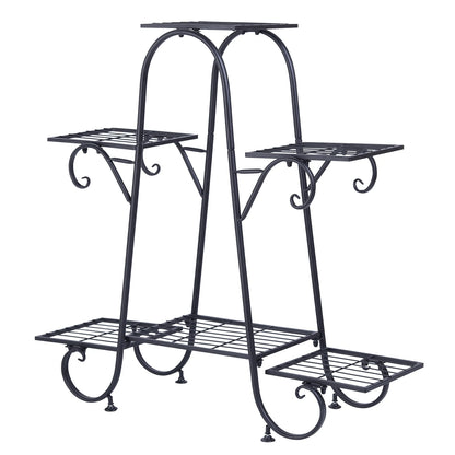 6 Tiers Metal Plant Stand for Indoor and Outdoor. Black....