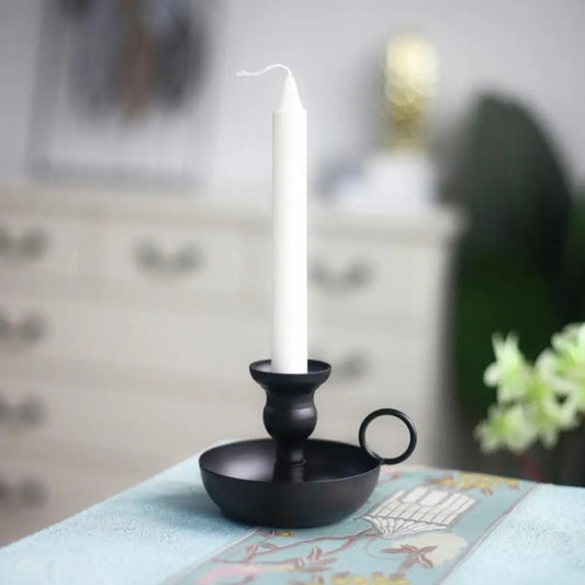 Black Candle Holder Wrought Iron With Vintage Charm.....