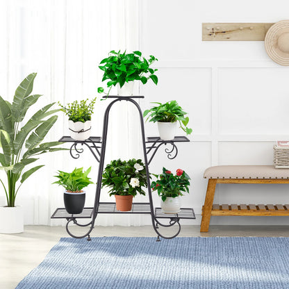 6 Tiers Metal Plant Stand for Indoor and Outdoor. Black....