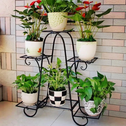 6 Tiers Metal Plant Stand for Indoor and Outdoor. Black....