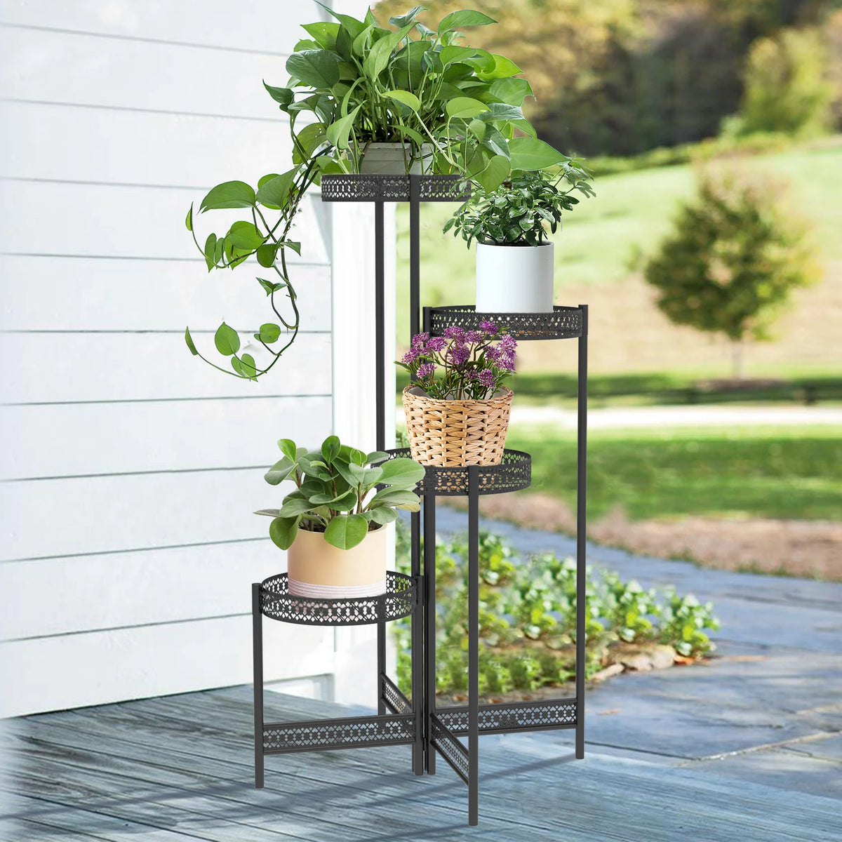 3/4 Tier Metal Plant Stand Indoor Black ....