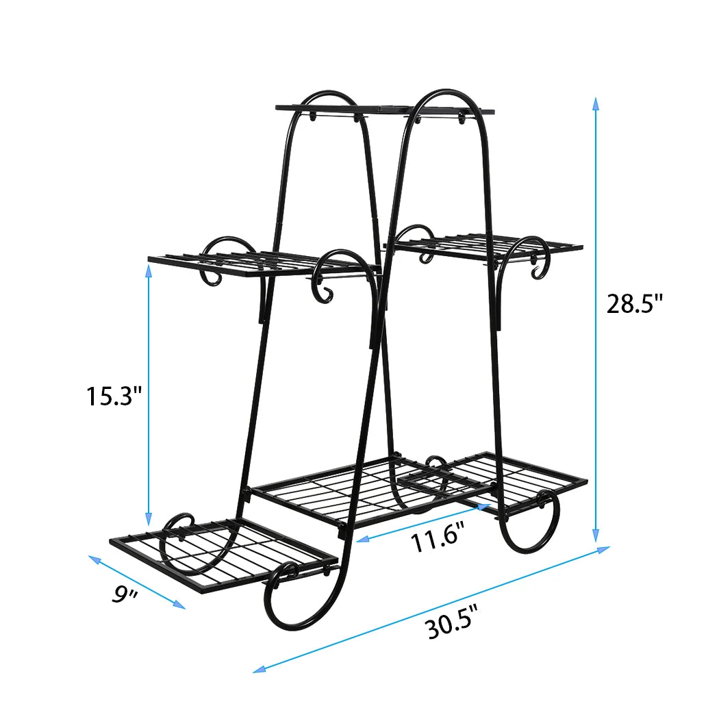 6 Tiers Metal Plant Stand for Indoor and Outdoor. Black....
