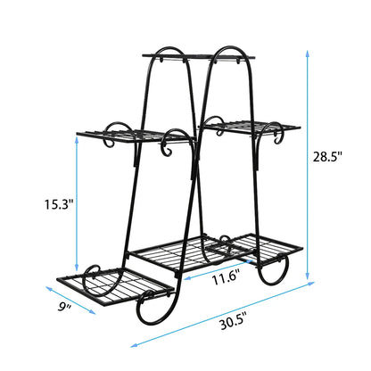 6 Tiers Metal Plant Stand for Indoor and Outdoor. Black....