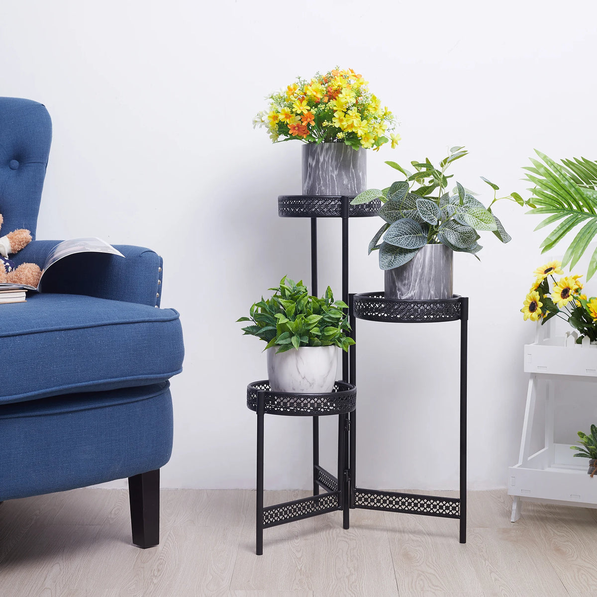 3/4 Tier Metal Plant Stand Indoor Black ....