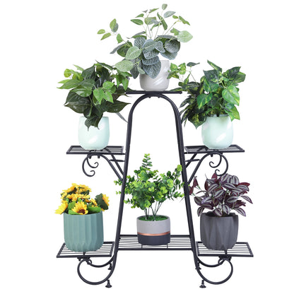 6 Tiers Metal Plant Stand for Indoor and Outdoor. Black....
