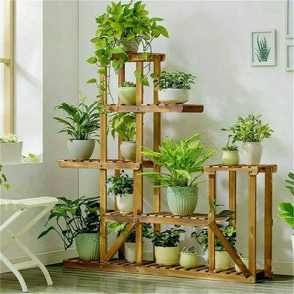 6 Tiered Wooden Plant Flower Stand, Indoor Outdoor....