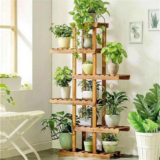 6 Tier Wooden Plant Stand Carbonized Wood ....