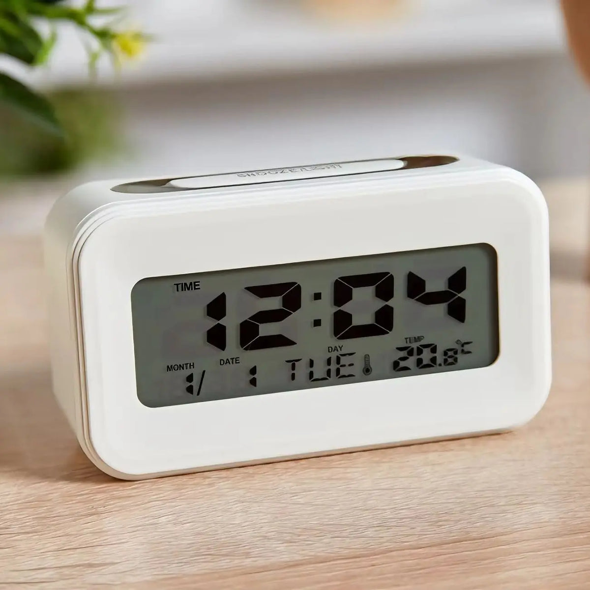 4.4 Inch White  Alarm Clock 24H System Time, Week, Temperature Display, Portable, Battery Operated....