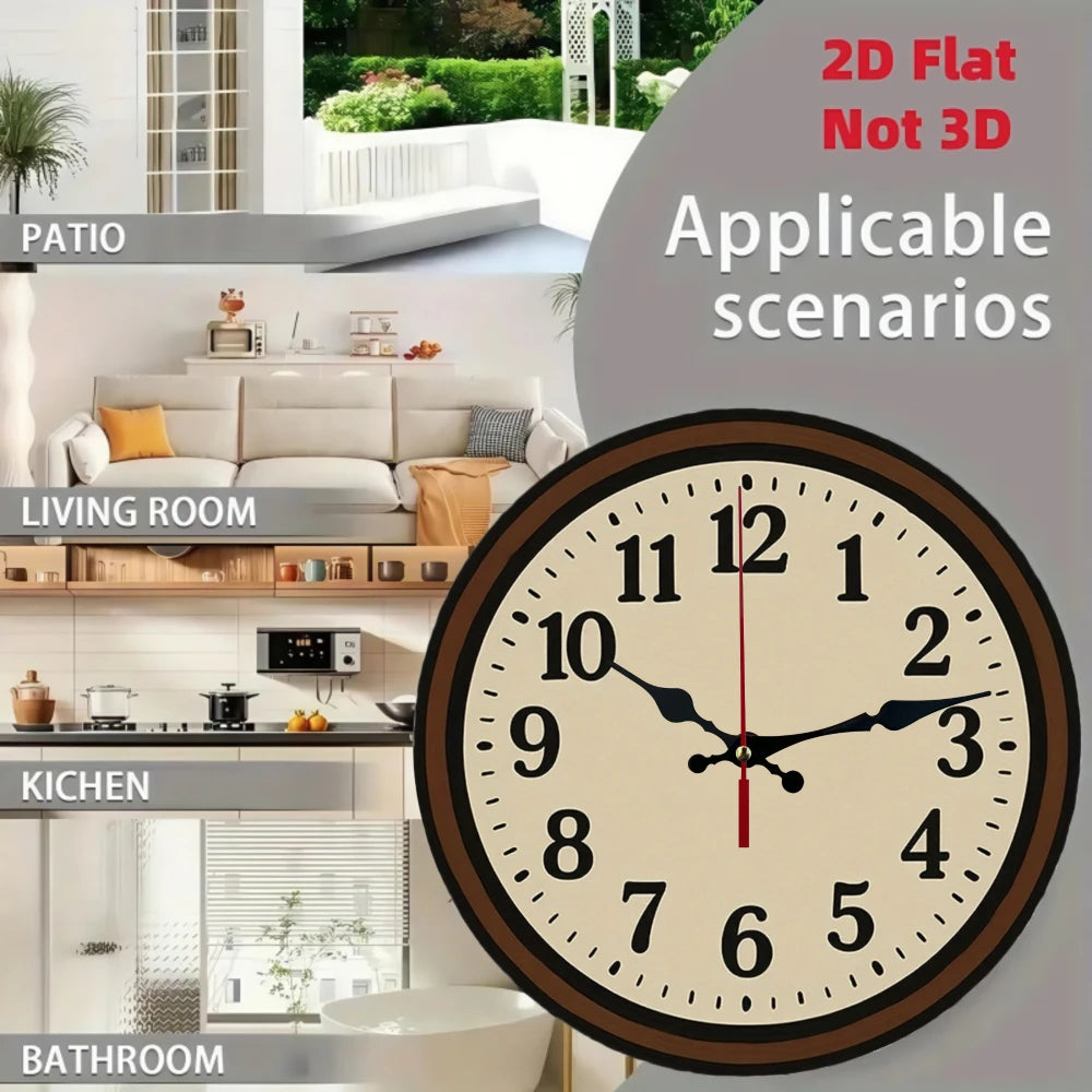 10 Inch Wall Clock, AA Battery Not Included, 2D Flat Design