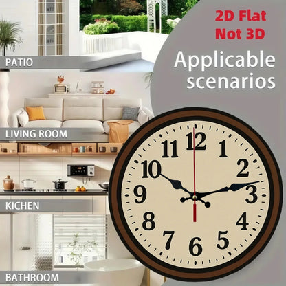 10 Inch Wall Clock, AA Battery Not Included, 2D Flat Design