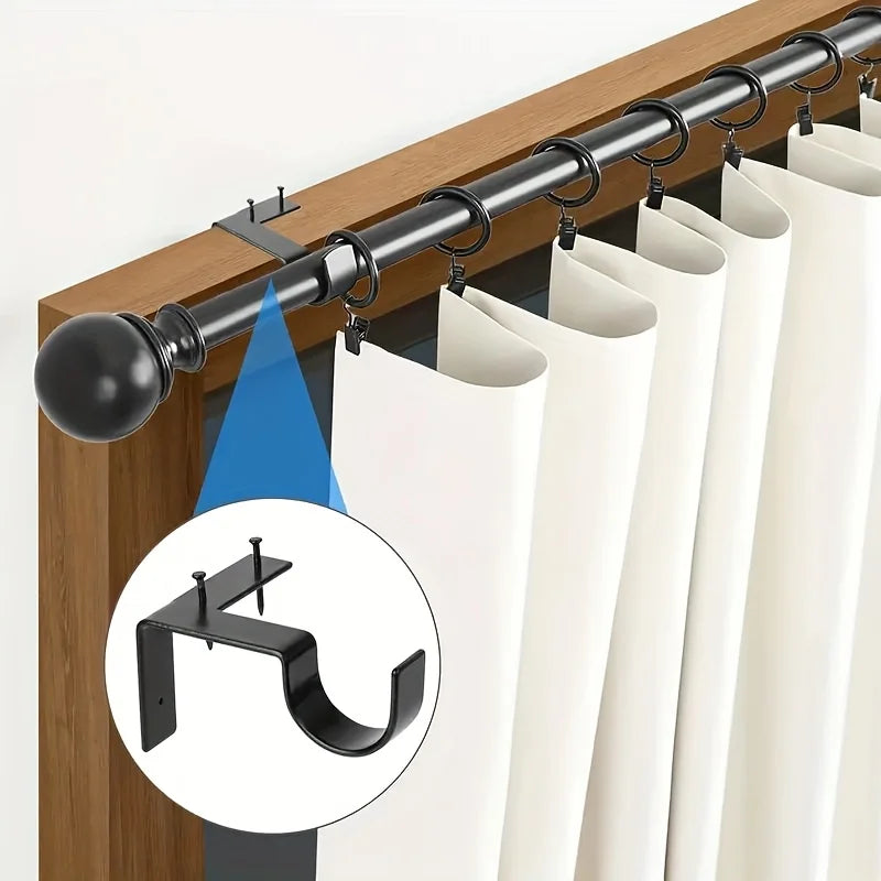 4PCS No-Drill Curtain Rod Bracket, Curtain Rod Holder With Easy Installation, Heavy-Duty Curtain Supports....