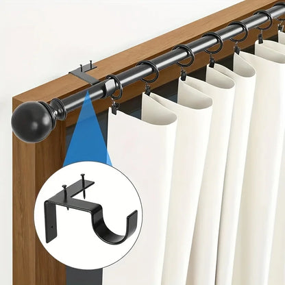 4PCS No-Drill Curtain Rod Bracket, Curtain Rod Holder With Easy Installation, Heavy-Duty Curtain Supports....