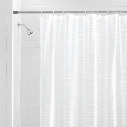 Waterproof Striped PEVA Lightweight Shower Curtain and 12 Hooks, Frosted