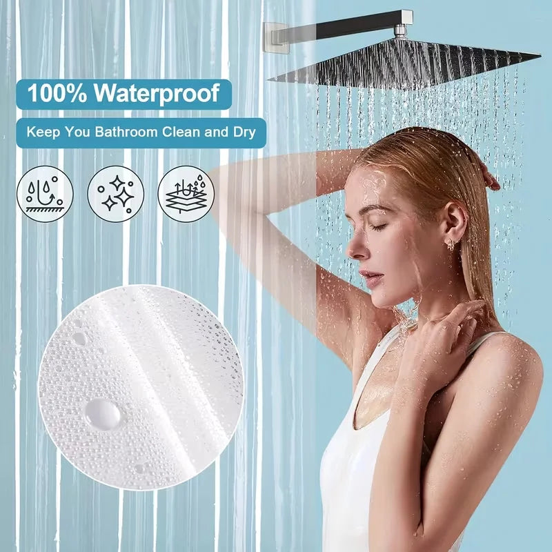 Clear Shower Curtain Liner 72 X 72 Inch, Waterproof Mold‑Resistant Plastic Shower Curtain Inner Liner with 12 Hooks.....