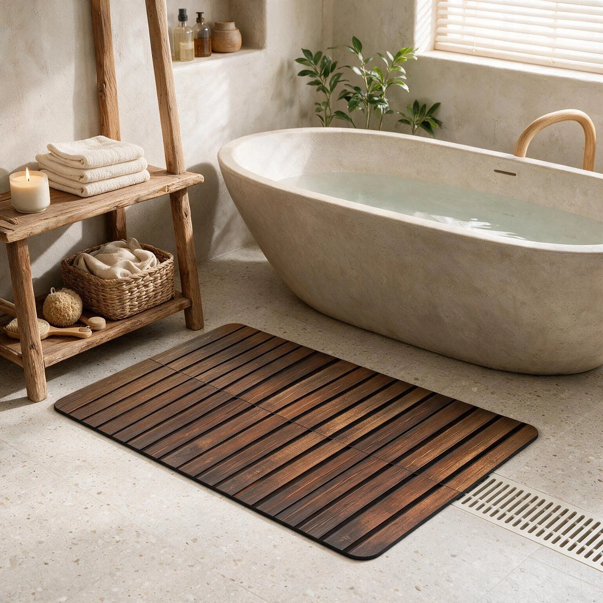 Bathroom Mat Square, Diatomaceous Earth Rug, Anti Slip Water Absorbing....