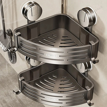 Wall Mounted Shower Basket, Rust-Free Suction Shelf, Quick Installation, No Tools Needed....