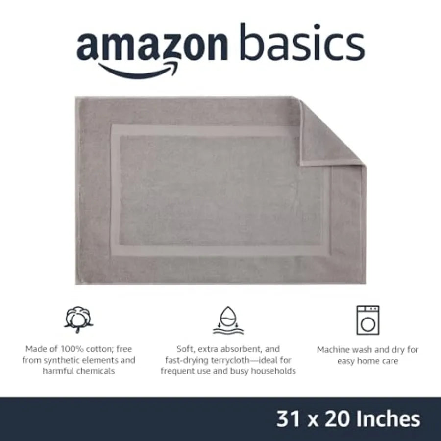 Standard Bathroom Bath Rug Mat, Machine Washable, 100% Cotton, 31" x 20"