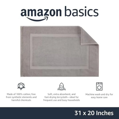 Standard Bathroom Bath Rug Mat, Machine Washable, 100% Cotton, 31" x 20"