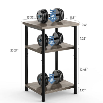 3 Tier  End Table Storage Shelf with Adjustable Feet