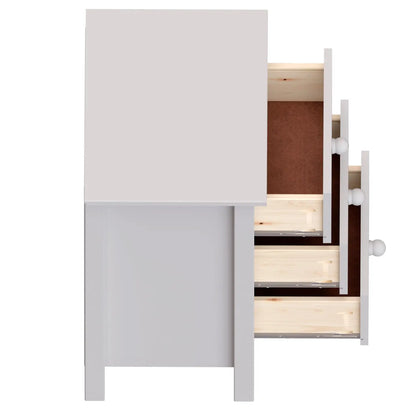 Tall Nightstand with 3 Drawers - Solid Pine Wood Table  Gray...