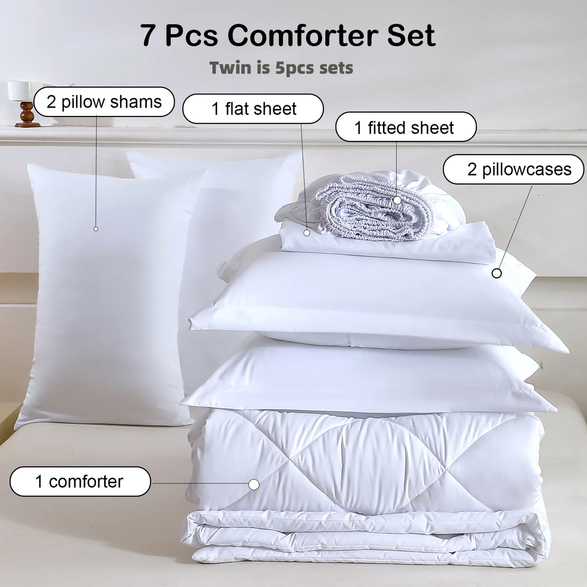 5pcs/7pcs Twin Full Queen King Bedding Sets  Comforter Flat Sheet Fitted Sheet Pillowcases Sleeping Sets