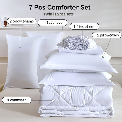 5pcs/7pcs Twin Full Queen King Bedding Sets  Comforter Flat Sheet Fitted Sheet Pillowcases Sleeping Sets