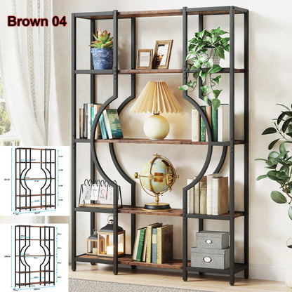 Bookshelf, 5 Tier Etagere Bookcase, Freestanding, 11.81"D x 37.4"W x 68.89"H