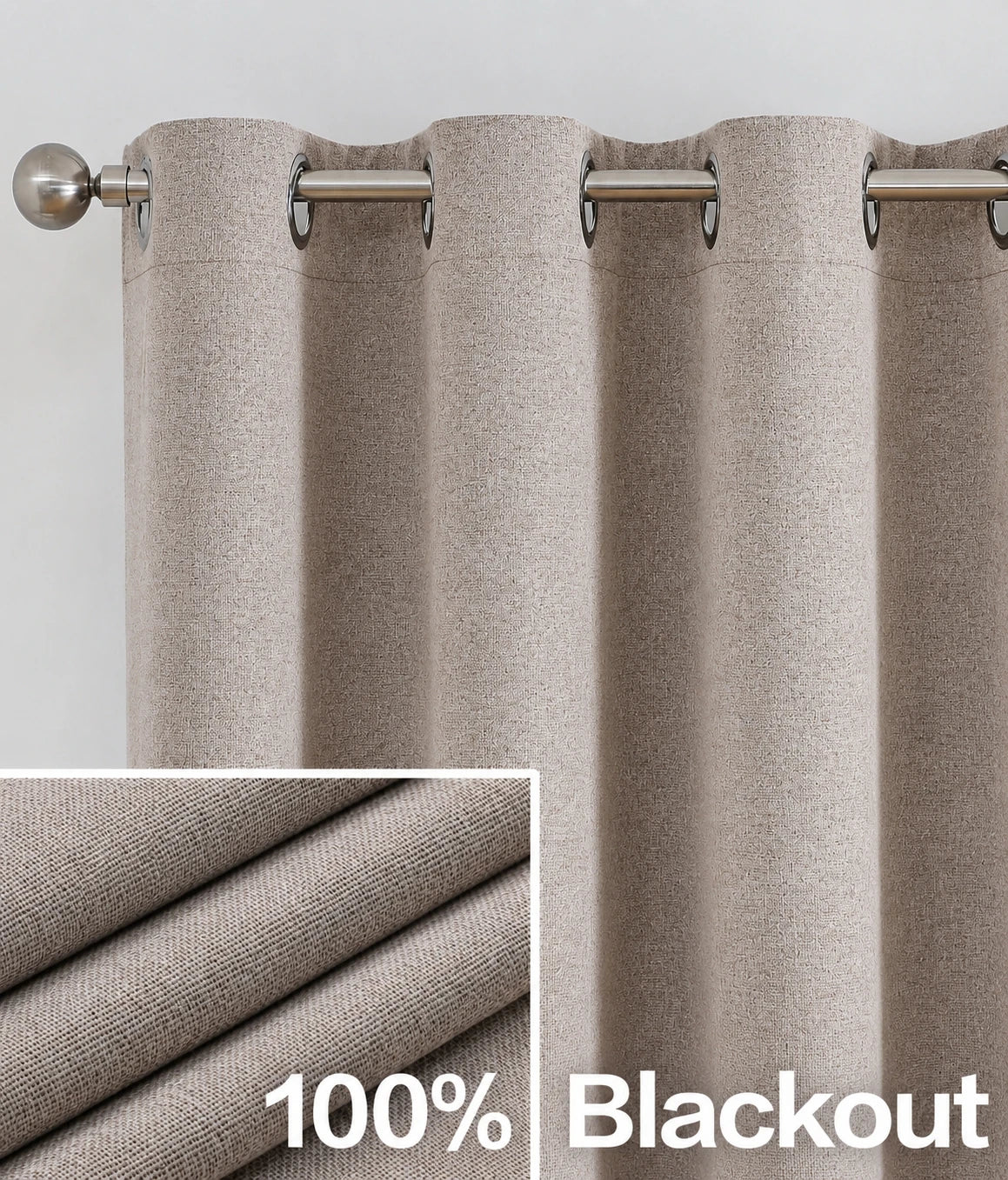 2 Panels Blackout Curtains 52x84in, 52x96in,  Triple-Woven Heavy Fabric, Grommet Top For Living Room & Bedroom