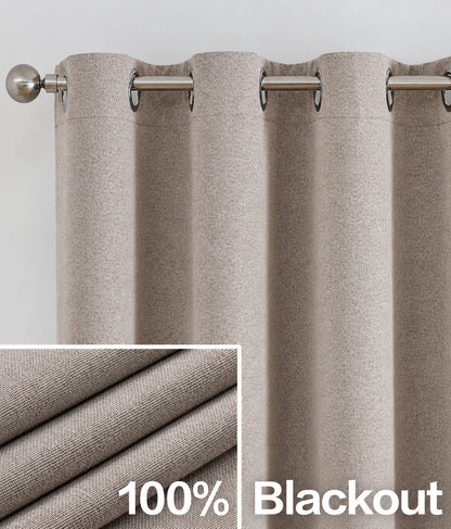 2 Panels Blackout Curtains 52x84in, 52x96in,  Triple-Woven Heavy Fabric, Grommet Top For Living Room & Bedroom