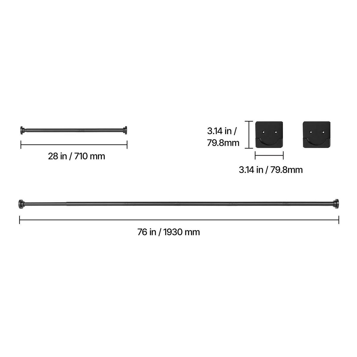 28-76 Inches, 1 Inch Diameter, Adjustable, Stainless Steel, Tension Shower Curtain, Closet Rod.....