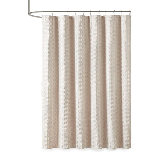 Textured Shower Curtain, Heathered Waffle, With 12 Grommet Hook  Waterproof ....