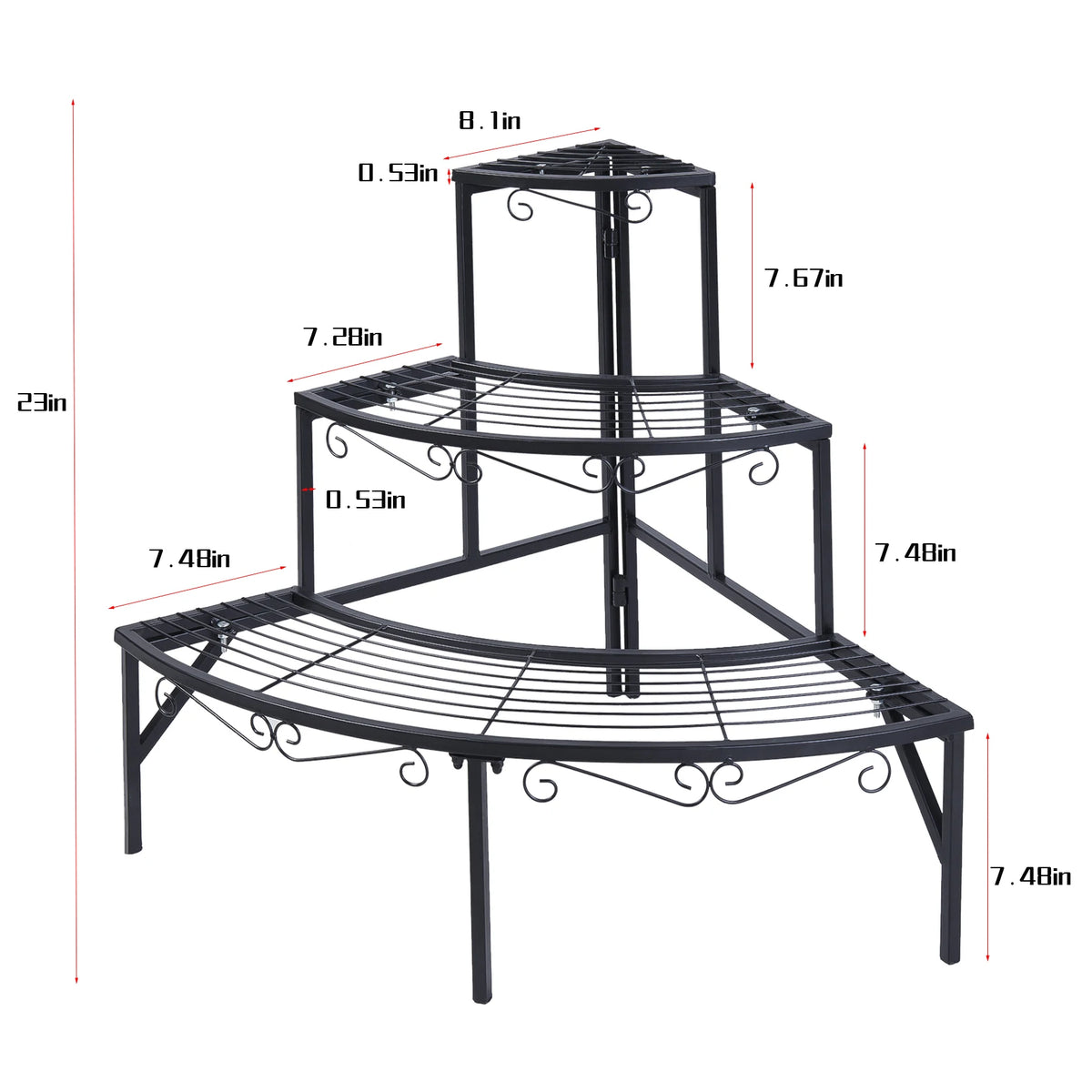 3-Tier Metal Corner Plant Stand for Indoor Outdoor, 22.2x23 inch's