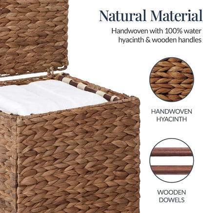Small Laundry Hamper with Lid, Natural Handwoven, W/Removeable & Washable Liner Bag, P, 18 Gallon, 2 Colors....