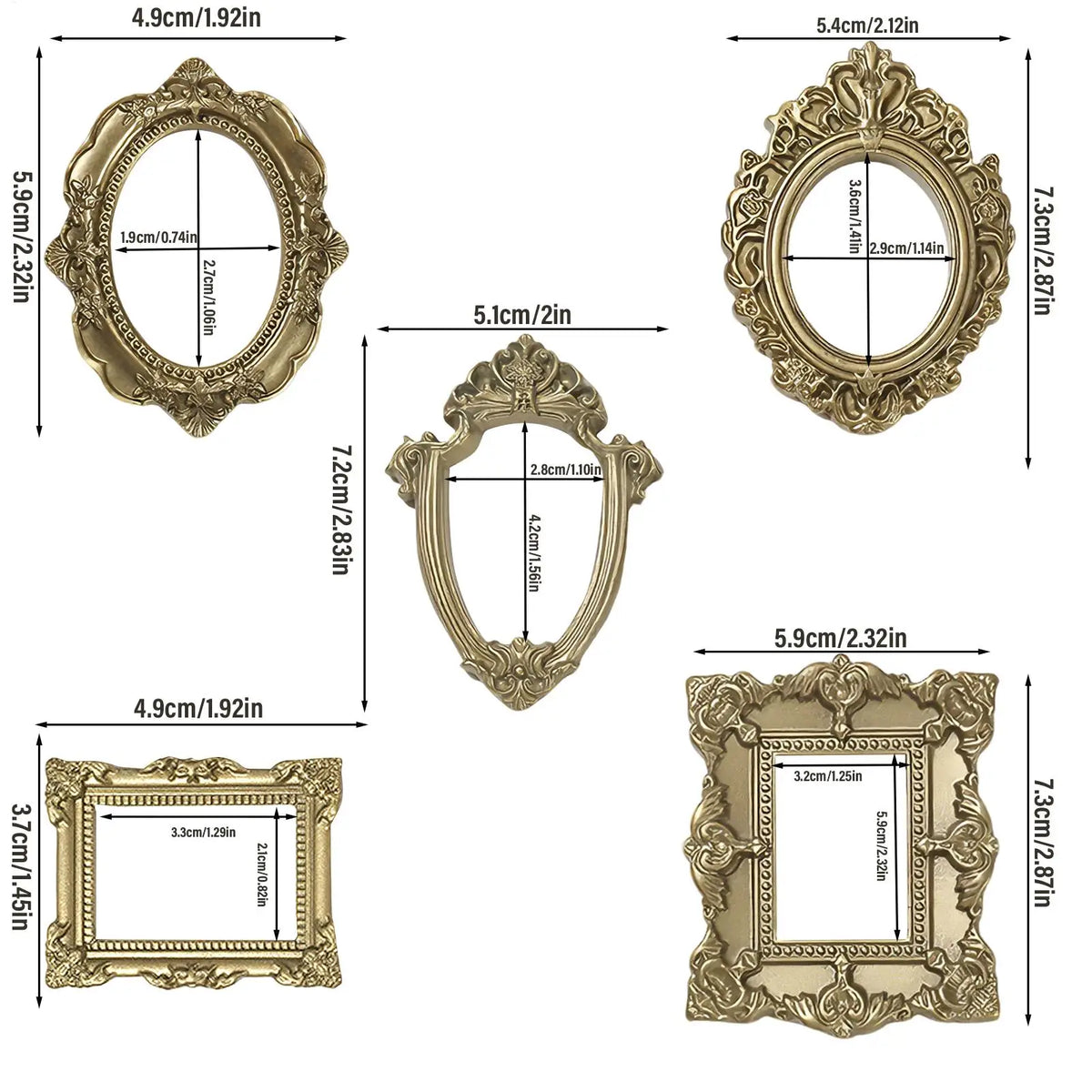 Miniature Picture Frames 5 Pcs Vintage Small