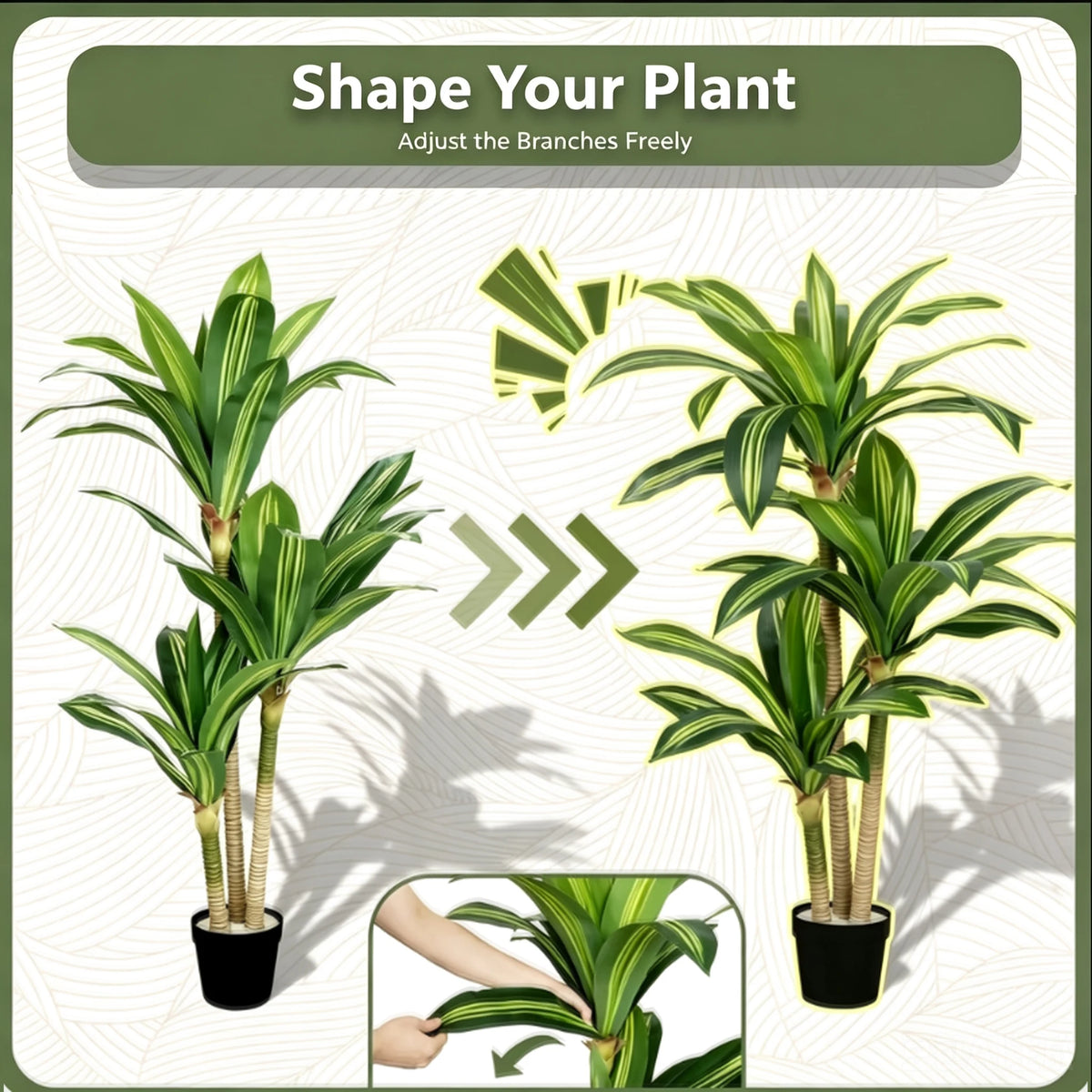 4ft/5ft/6ft Artificial Dracaena Tree in Pot - Realistic  Tropical Plant with Easy Assembly,
