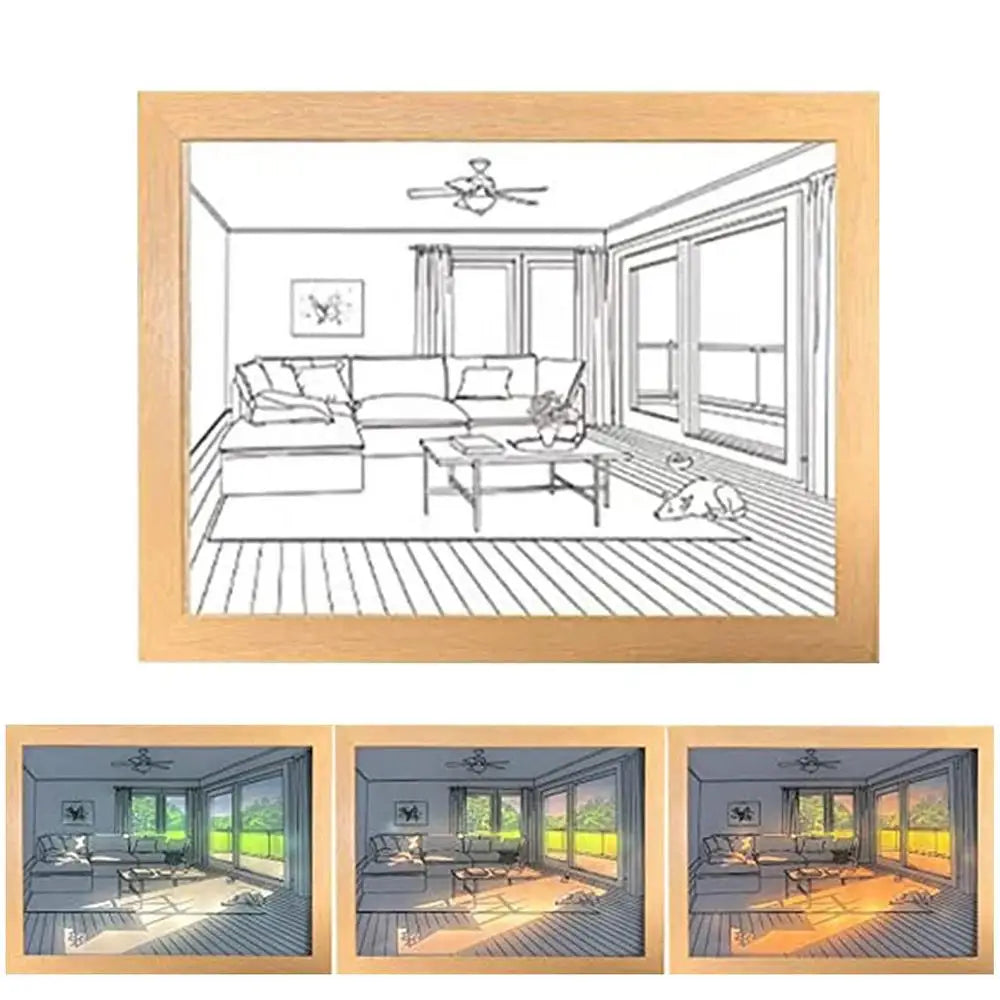 Creative Wall Art Painting, Lighting Picture Frame LED 3 Colors Night Light ....
