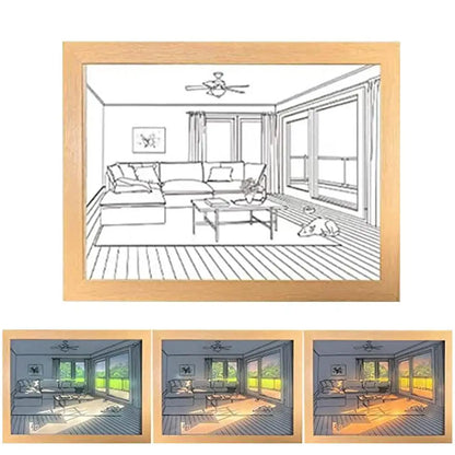 Creative Wall Art Painting, Lighting Picture Frame LED 3 Colors Night Light ....
