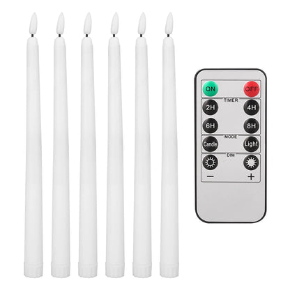 12/6 PCS. Flameless Taper Candles with Remote Control Flickering LED Candles, White, Cream Takes 2 AAA Battery's