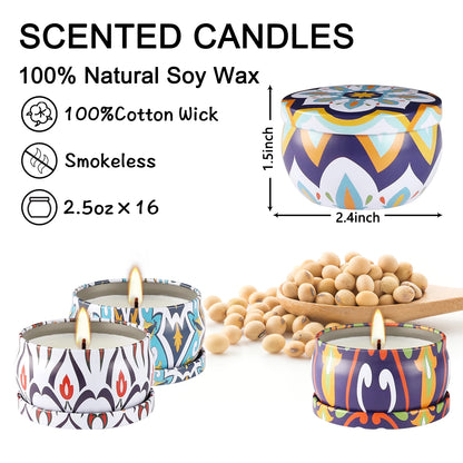 16 Victoria Scented candles, 2.5 Oz made Of high-end soy wax1.5 In High, 2.3 In Wide.....