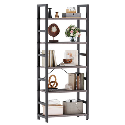 Standing 5 Tier Wooden Storage Shelves, Bookcase Adjustable Feet.....