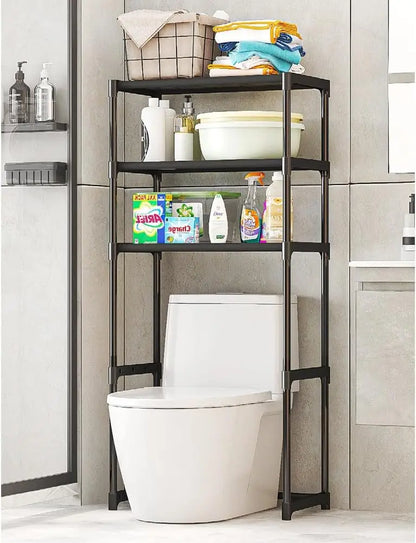 3 Tier Over the Toilet Shelf, Freestanding, Black