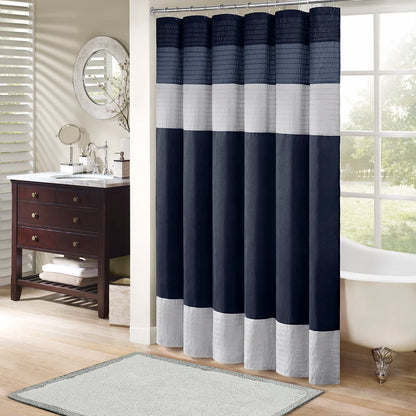 Faux Silk Shower Curtain Waterproof With 12 Hook Grommet, Washable Machine Dry
