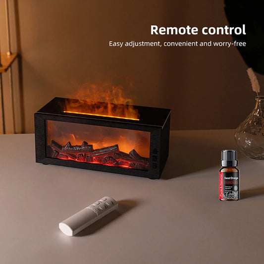 10 Oz. Flame Effect Humidifier & Diffuser, with Remote & Timer, Auto Shut Off, Realistic 6 Color Fireplace.....