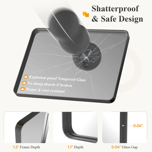 30x22 Inch Matte Metal Framed Mirror for Everywhere.....