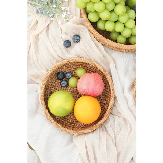 Natural Rattan Handwoven Bread Basket  (Espresso Brown)....