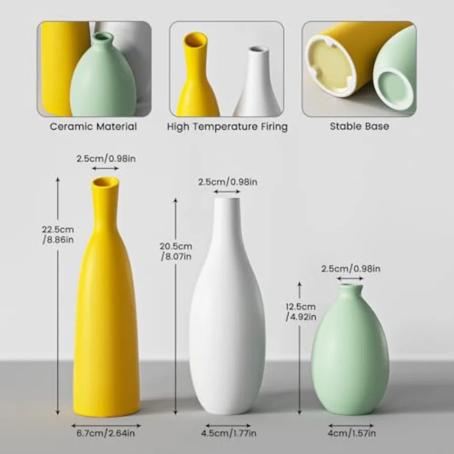Ceramic Flower Vase Set, Decorative Vases , Mix Set 3